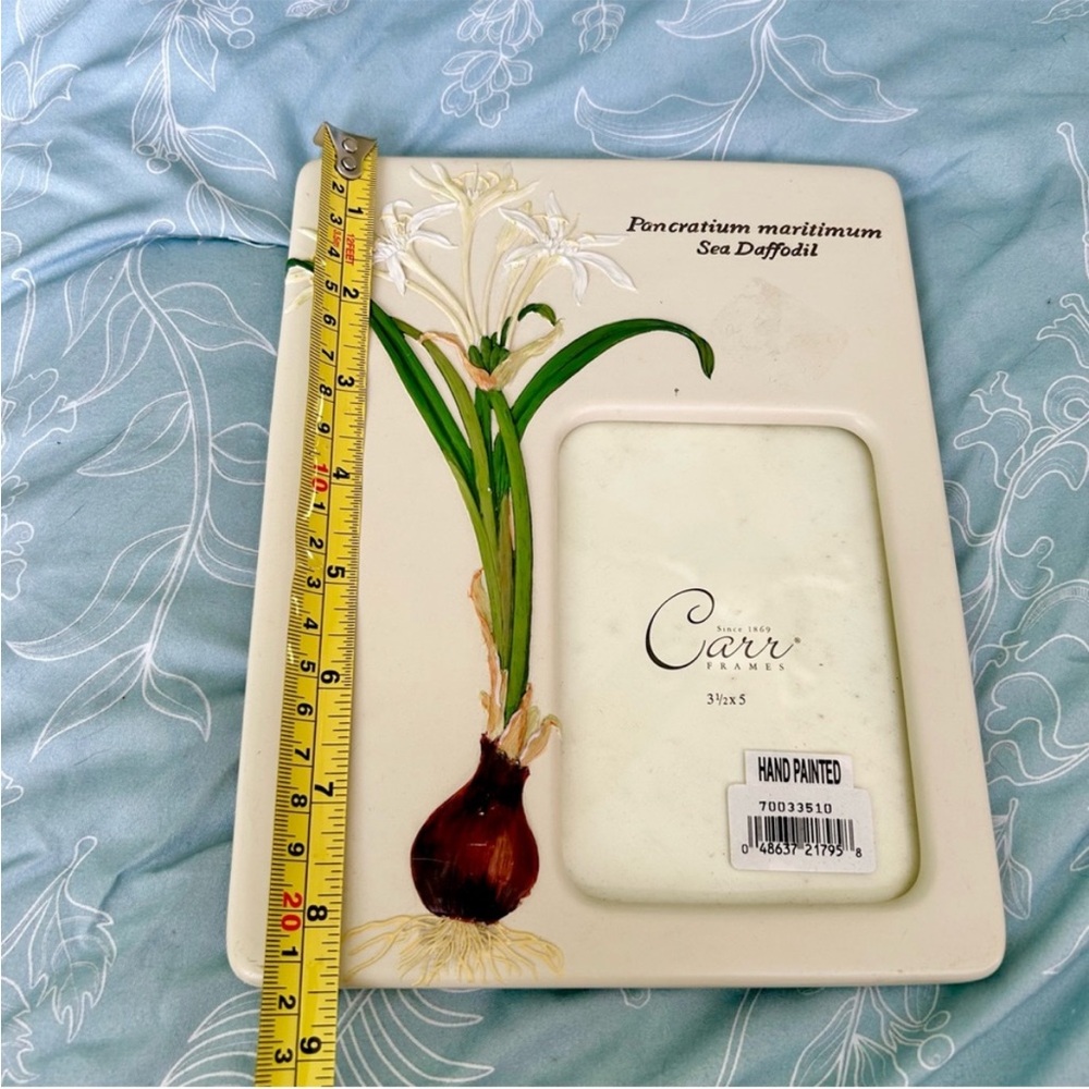 VTG Textured Floral Bulb Ceramic Glass Picture Frame Cottagecore Art Display - Picture 5 of 6